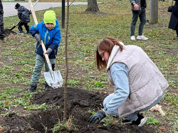 Около 60 добровольцев высадили аллею в липецком парке